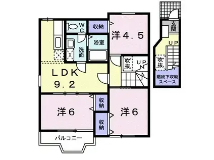 ヴィラ ラルジュ 翠(3LDK/2階)の間取り写真
