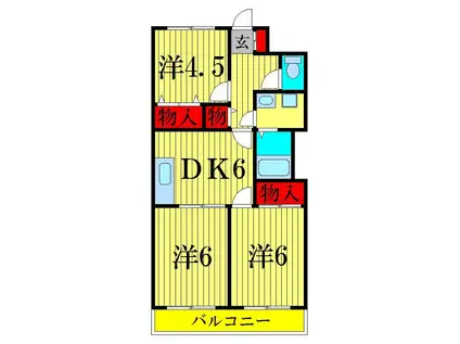 ガーデンヒルズ(3DK/2階)の間取り写真