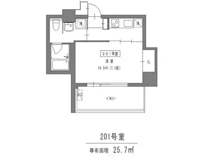 ヴィラマール五橋(1K/2階)の間取り写真