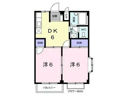 ハイツ90(2DK/2階)の間取り写真