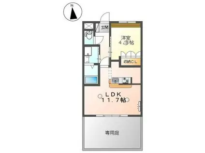 エル・グレイス(1LDK/1階)の間取り写真