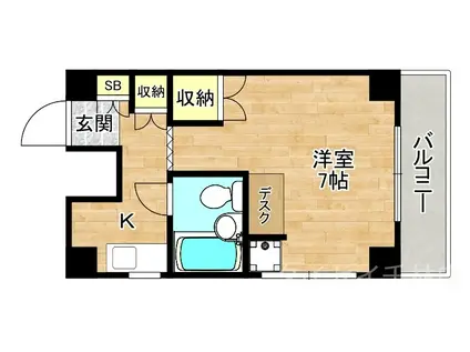 パークドエル東高津(1K/3階)の間取り写真