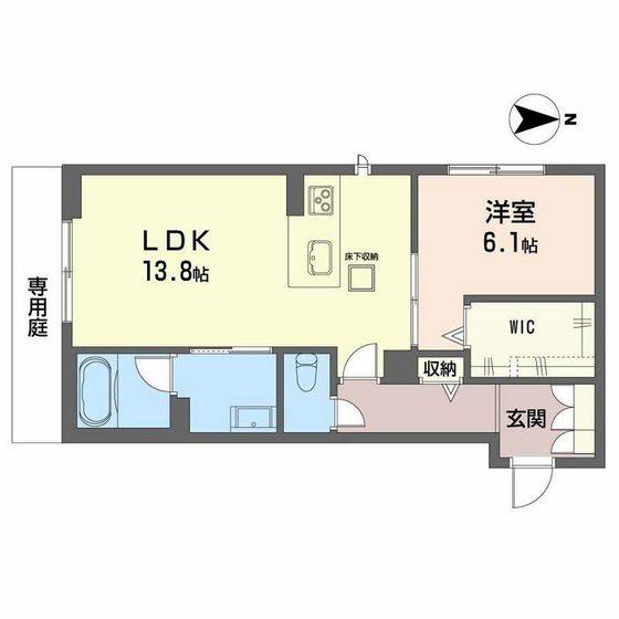 ＪＲ山陽本線 岡山駅 徒歩11分 2階建 新築(1LDK/1階)の間取り写真