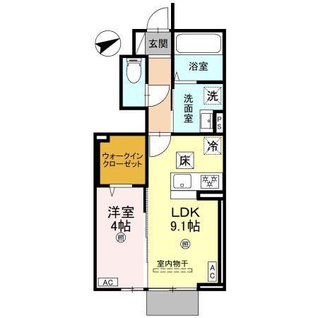 ANPOOL(1LDK/1階)の間取り写真