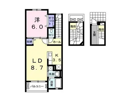 メゾン つくも(1LDK/3階)の間取り写真