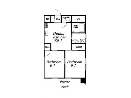 石井ビル(2DK/3階)の間取り写真