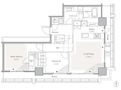 リビオレジデンス西麻布(2LDK/13階)の間取り写真