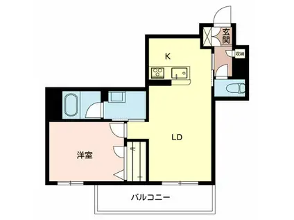 REMEMBRANCE西新町(1LDK/4階)の間取り写真