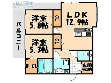 NORDVEST(2LDK/3階)の間取り写真