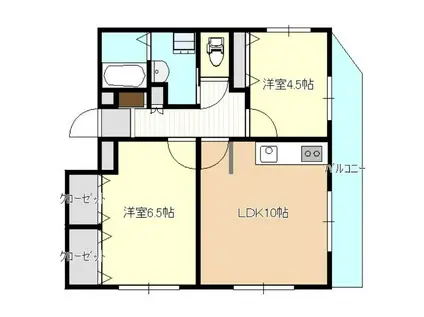 みやこハイツ(2LDK/2階)の間取り写真