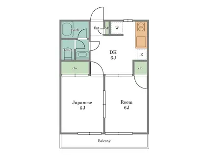 ファミーユ田園(2DK/1階)の間取り写真