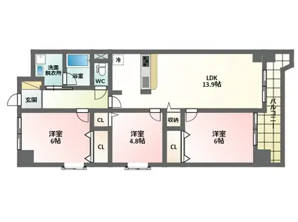 ルシール田辺(3LDK/2階)の間取り写真