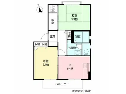 フォーレス・いすず B棟(2K/2階)の間取り写真