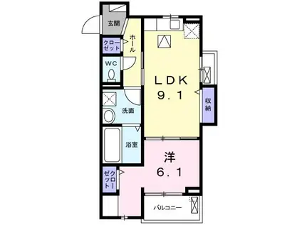 DOMANI(1LDK/1階)の間取り写真