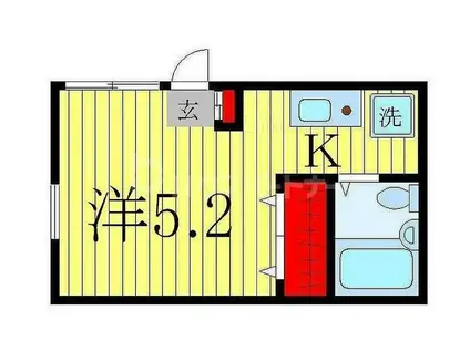 アクアディエスK(ワンルーム/1階)の間取り写真