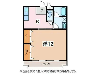リンピアアムール(1K/1階)の間取り写真
