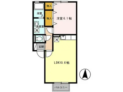 クラレンスホワイトII(1LDK/2階)の間取り写真