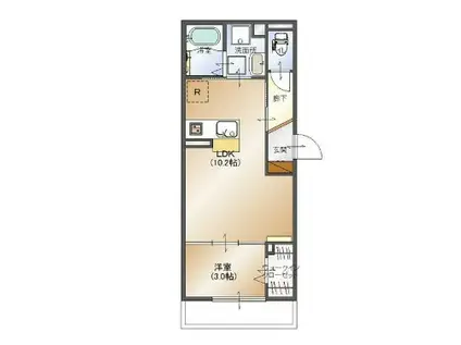 ラルジュII(1LDK/3階)の間取り写真