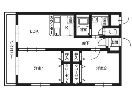 オーベル グランディオ倉前(2LDK/2階)の間取り写真