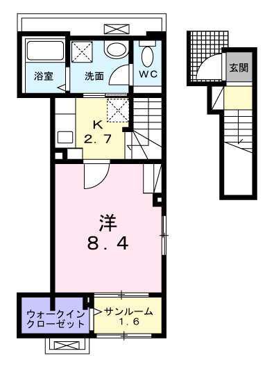 ブリュームII(1K/2階)の間取り写真