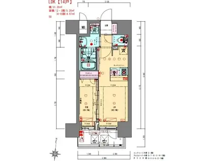 プレサンス立売堀ベルヴィル(1LDK/5階)の間取り写真
