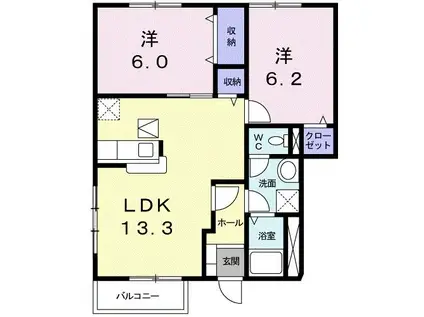 インフィニ-トB(2LDK/1階)の間取り写真
