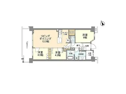プラウド川崎矢向(3LDK/5階)の間取り写真