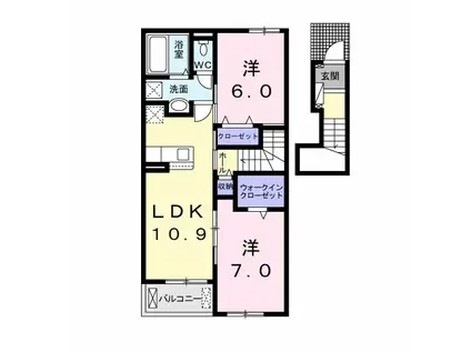 ALIVIO B(2LDK/2階)の間取り写真