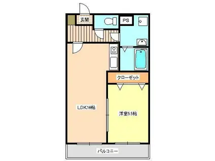セントラルマンション(1LDK/4階)の間取り写真