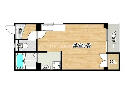 熊野ハイツ(ワンルーム/2階)の間取り写真