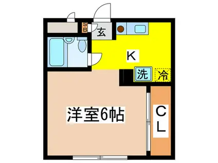 サザンハイツB棟(1K/1階)の間取り写真