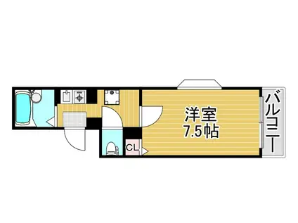 ボヌール西新東(1K/2階)の間取り写真