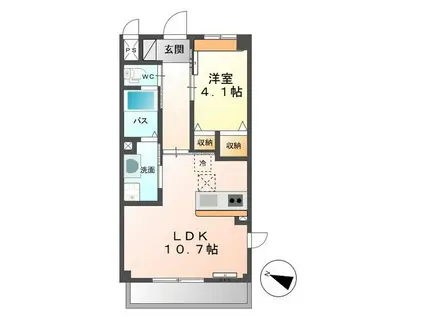 HIRO ウエスト(1LDK/3階)の間取り写真