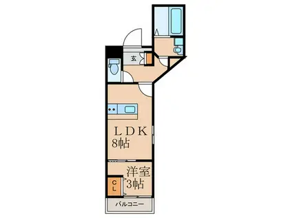 ヴィアンジュ中原東(1LDK/2階)の間取り写真