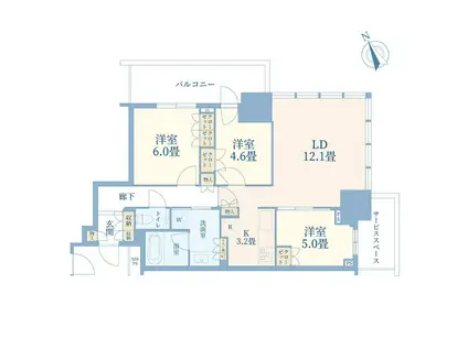プラウドタワー小岩フロント(3LDK/20階)の間取り写真