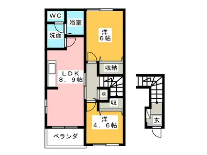 パークサイドハウス A(2LDK/2階)の間取り写真