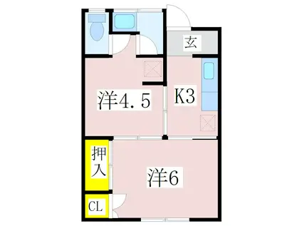 グランR 小松原(2K/2階)の間取り写真