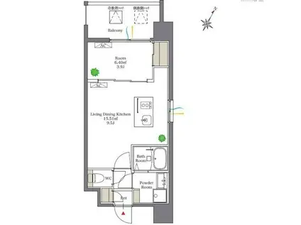 リアンシエルブルー白金(1LDK/9階)の間取り写真