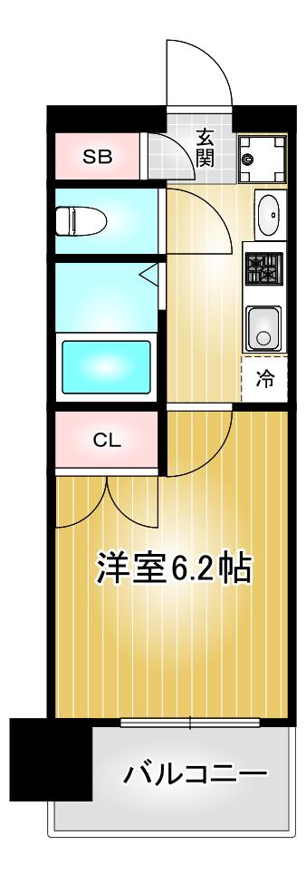 パルティール城西(1K/8階)の間取り写真