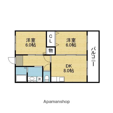 エスポアール布施(2DK/1階)の間取り写真