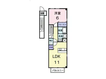 フェリーチェ(1LDK/2階)の間取り写真