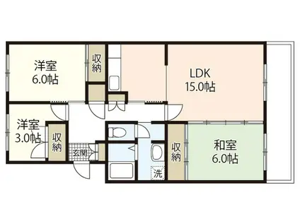 KSB 己斐上Ⅱ(3LDK/4階)の間取り写真