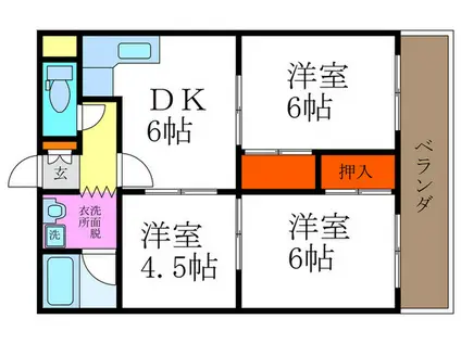 橋本マンション(3DK/1階)の間取り写真