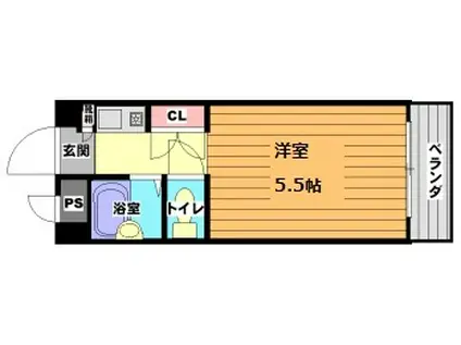 ロイヤルクイーンズパーク関大前(1K/1階)の間取り写真