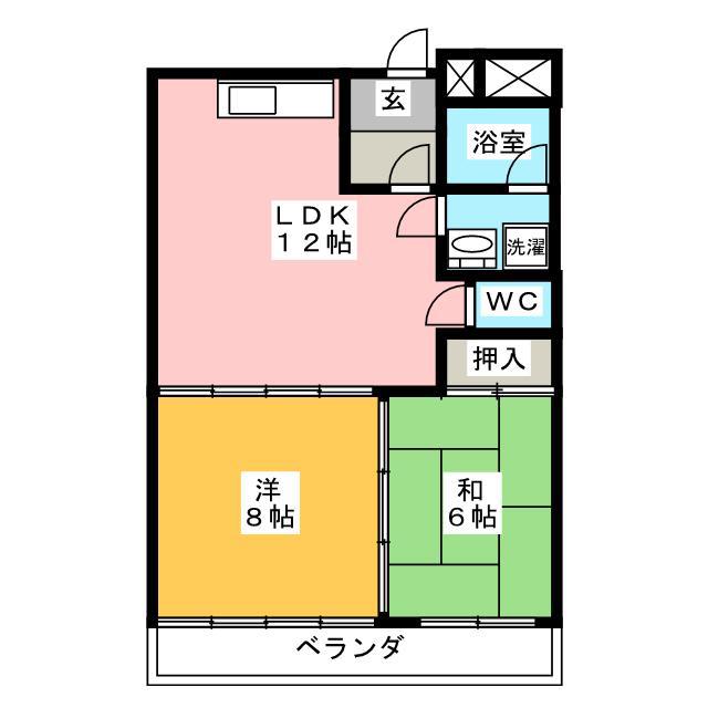 ハイスクエア・イシイ(2LDK/2階)の間取り写真