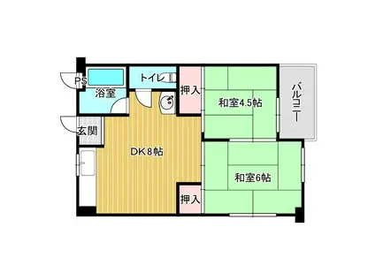 フィアスコート住吉大社(2DK/4階)の間取り写真