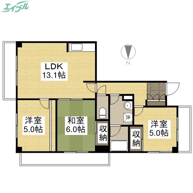 桑田町パークマンション(3LDK/4階)の間取り写真