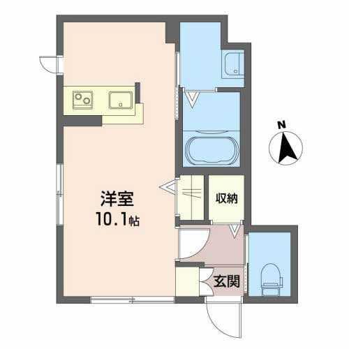 仙台市地下鉄南北線 八乙女駅 バス乗車時間：22分 最寄りバス停で下車 徒歩2分 2階建 築4年(ワンルーム/1階)の間取り写真