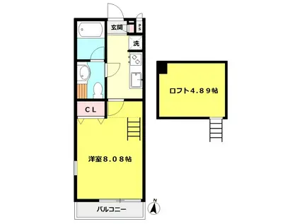 オーシャンヴェールB棟(1K/2階)の間取り写真