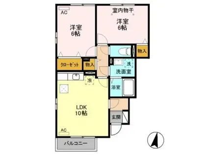 レコルトC棟(2LDK/1階)の間取り写真